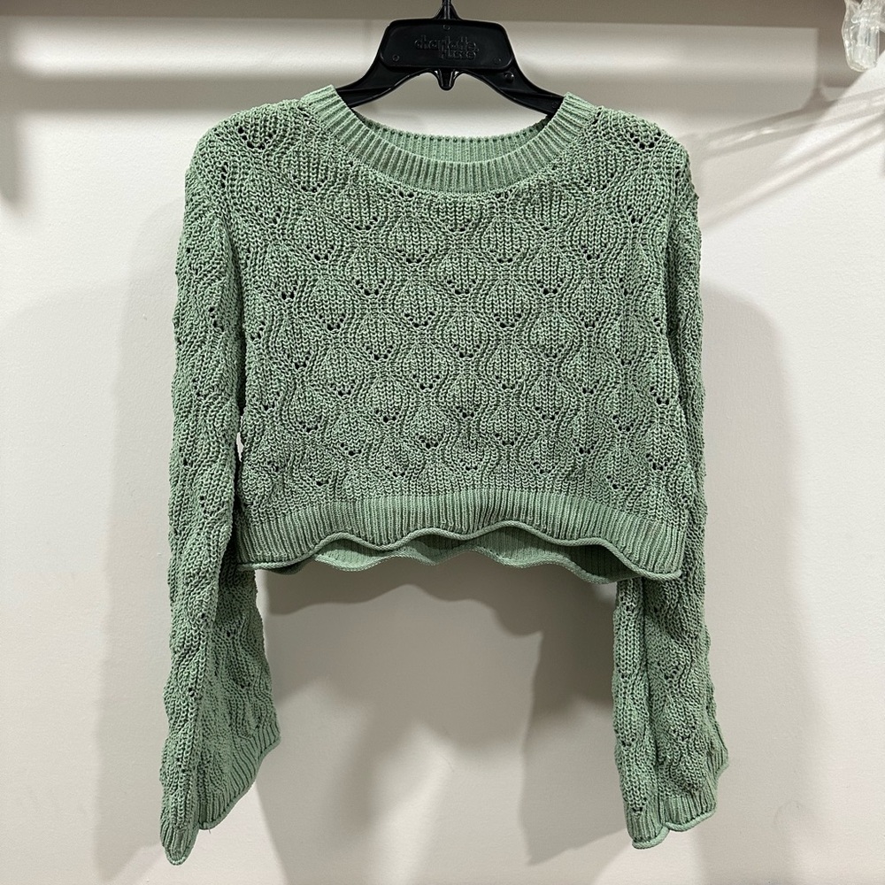 Francesca's Collections Sage Green Cable Knit Sweater